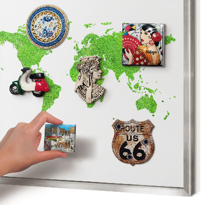 Lavagna magnetica decorativa da parete in colore argento Mappa verde