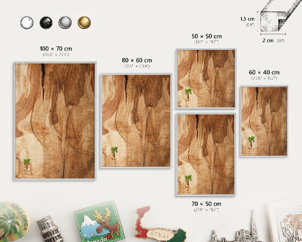 Lavagna magnetica decorativa da parete in colore argento Legno naturale
