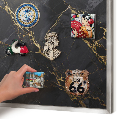 Lavagna magnetica decorativa da parete in colore argento Marmo nero