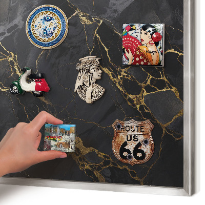 Lavagna magnetica decorativa da parete in colore argento Marmo nero