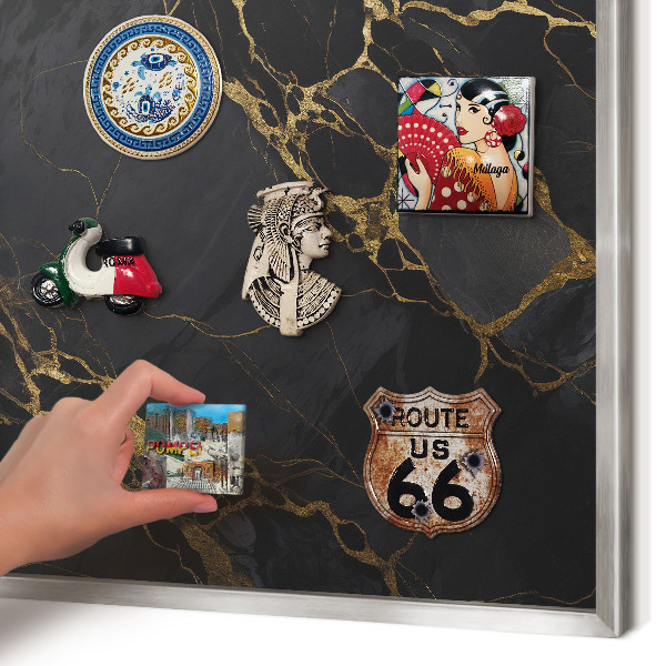 Lavagna magnetica decorativa da parete in colore argento Marmo nero