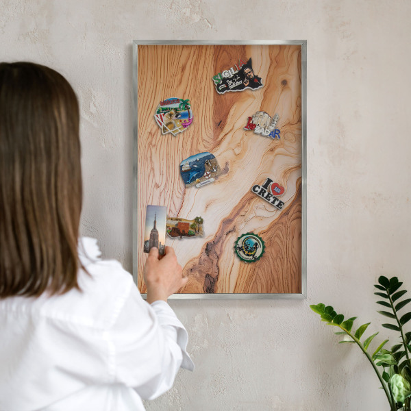 Lavagna magnetica decorativa da parete in colore argento Struttura in acciaio
