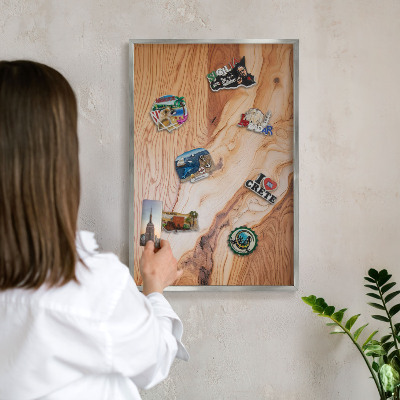 Lavagna magnetica decorativa da parete in colore argento Struttura in acciaio