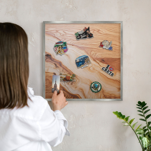 Lavagna magnetica decorativa da parete in colore argento Struttura in acciaio