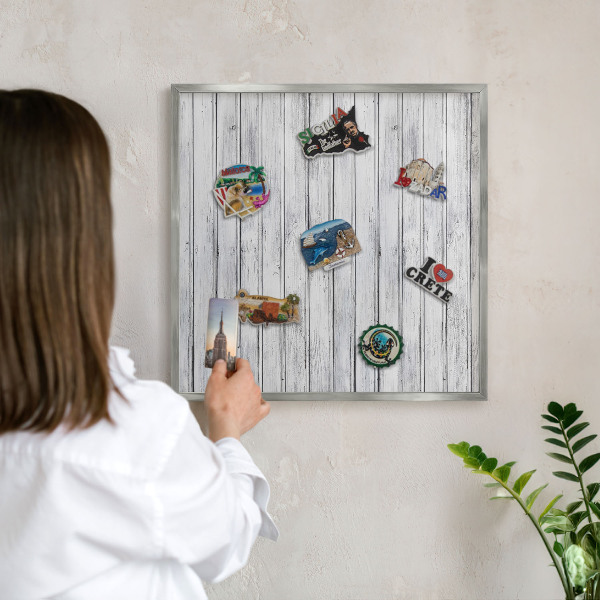 Lavagna magnetica decorativa da parete in colore argento Legni leggeri