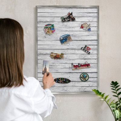 Lavagna magnetica decorativa da parete in colore argento Legni leggeri