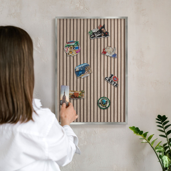 Lavagna magnetica decorativa da parete in colore argento Struttura calma