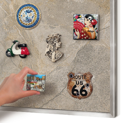 Lavagna magnetica decorativa da parete in colore argento Pietra beige