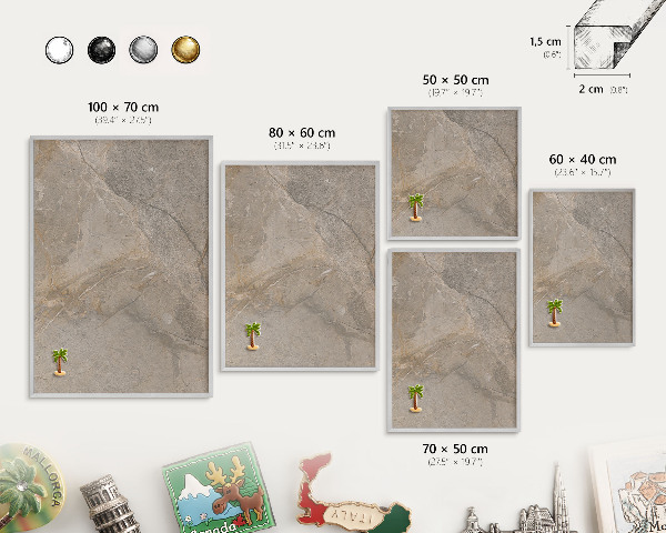 Lavagna magnetica decorativa da parete in colore argento Pietra beige