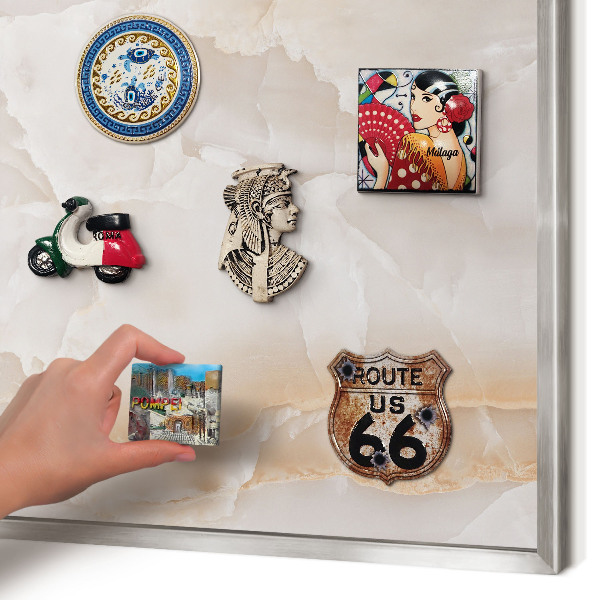 Lavagna magnetica decorativa da parete in colore argento Onde sottili