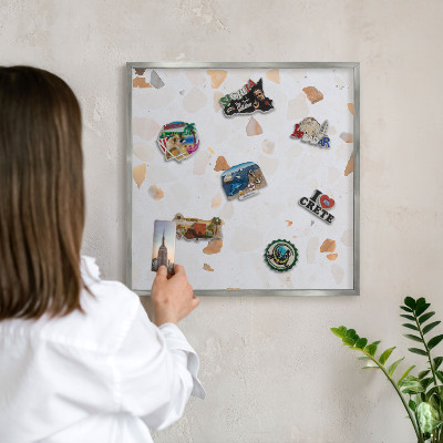 Lavagna magnetica decorativa da parete in colore argento Mosaico caldo