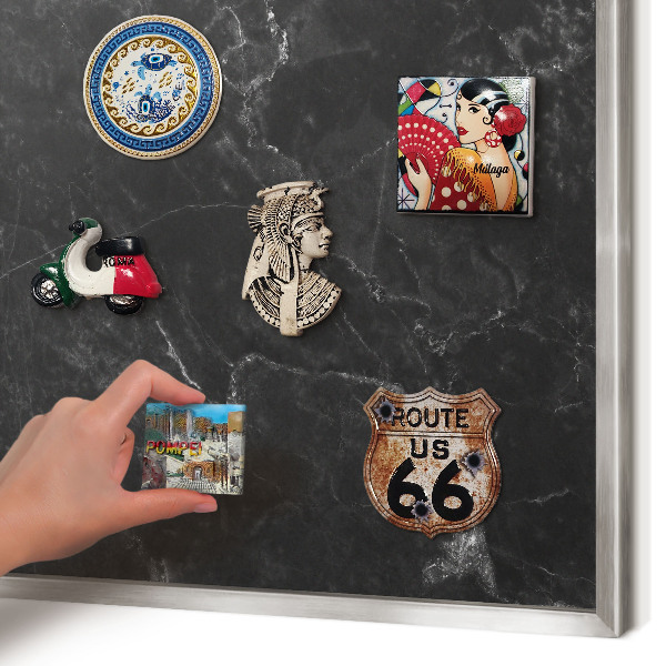 Lavagna magnetica decorativa da parete in colore argento Marmo nero