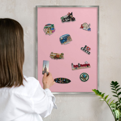 Lavagna magnetica decorativa da parete in colore argento Rosa chiaro