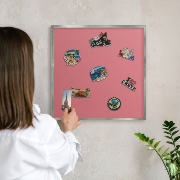 Lavagna magnetica decorativa da parete in colore argento Colore salmone