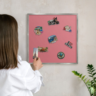 Lavagna magnetica decorativa da parete in colore argento Colore salmone