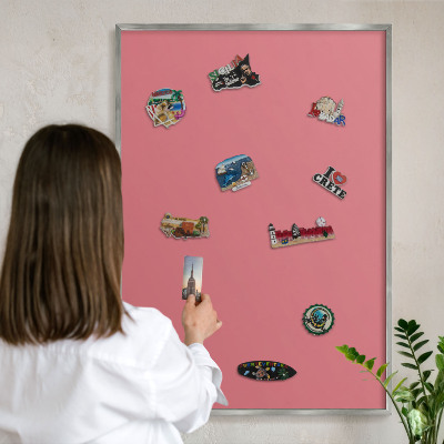 Lavagna magnetica decorativa da parete in colore argento Colore salmone