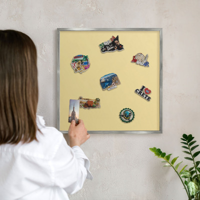 Lavagna magnetica decorativa da parete in colore argento Giallo crema