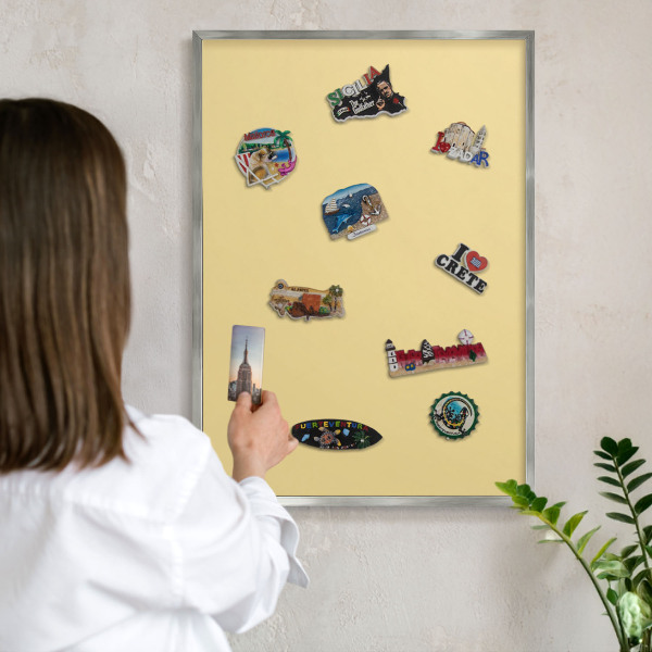 Lavagna magnetica decorativa da parete in colore argento Giallo crema