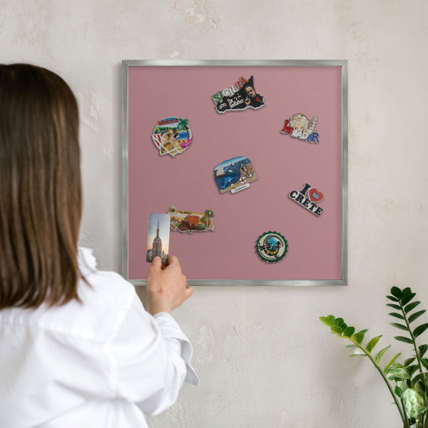 Lavagna magnetica decorativa da parete in colore argento Rosa cipria