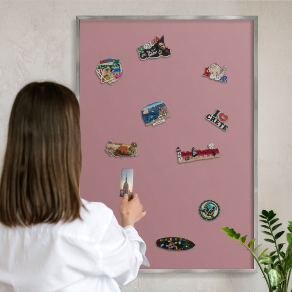Lavagna magnetica decorativa da parete in colore argento Rosa cipria