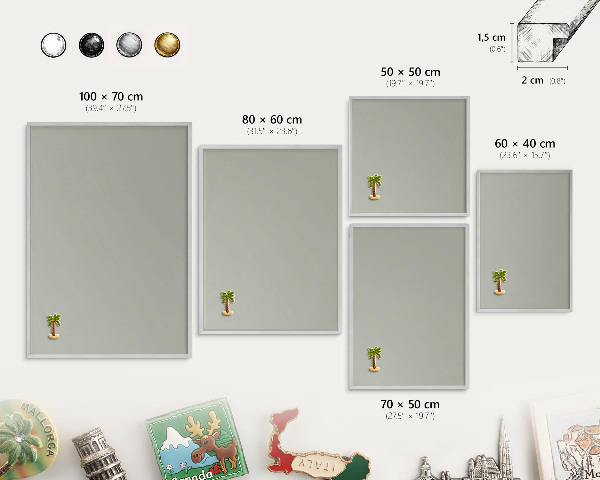Lavagna magnetica decorativa da parete in colore argento Grigio neutro