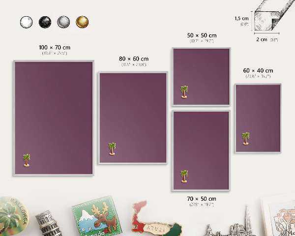 Lavagna magnetica decorativa da parete in colore argento Colore viola