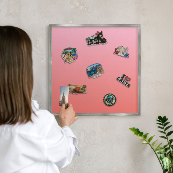 Lavagna magnetica decorativa da parete in colore argento Rosa arancione