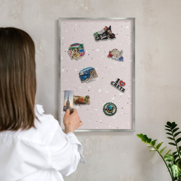 Lavagna magnetica decorativa da parete in colore argento Terrazzo moderno