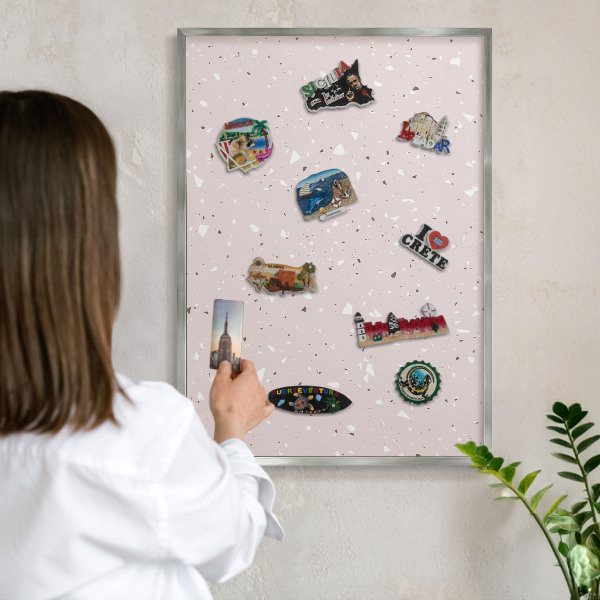 Lavagna magnetica decorativa da parete in colore argento Terrazzo moderno