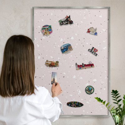 Lavagna magnetica decorativa da parete in colore argento Terrazzo moderno