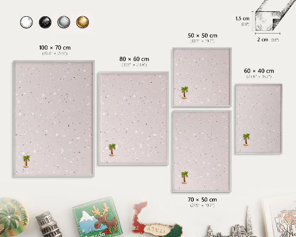 Lavagna magnetica decorativa da parete in colore argento Terrazzo moderno