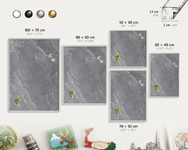 Lavagna per calamite con cornice d'argento Marmo grigio