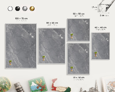 Lavagna per calamite con cornice d'argento Marmo grigio