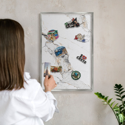 Lavagna magnetica decorativa da parete in colore argento Effetto marmo