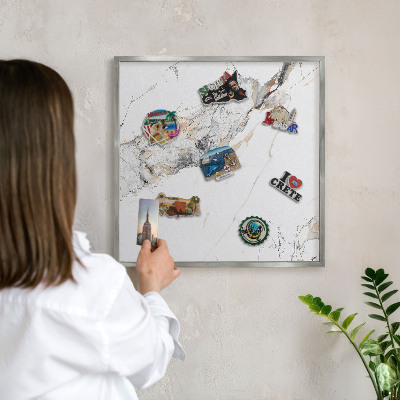 Lavagna magnetica decorativa da parete in colore argento Effetto marmo