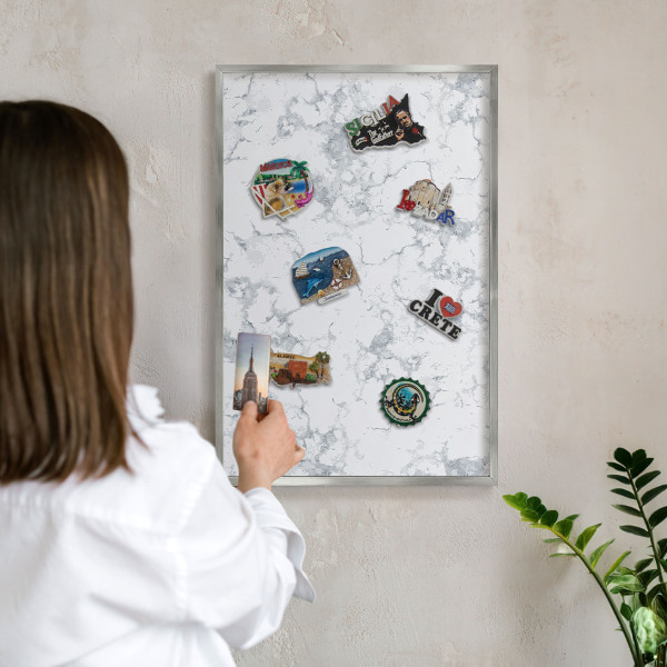 Lavagna magnetica decorativa da parete in colore argento Estetica del marmo