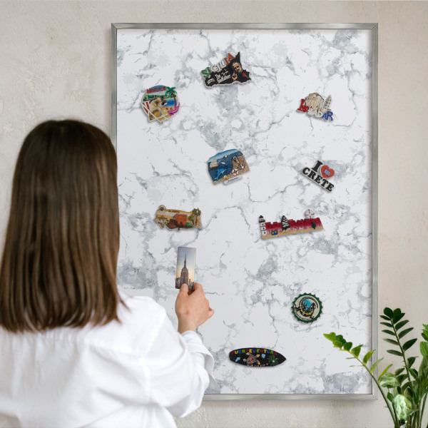 Lavagna magnetica decorativa da parete in colore argento Estetica del marmo