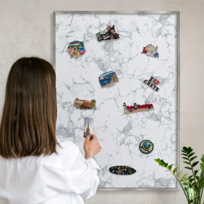 Lavagna magnetica decorativa da parete in colore argento Estetica del marmo