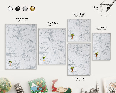 Lavagna magnetica decorativa da parete in colore argento Estetica del marmo