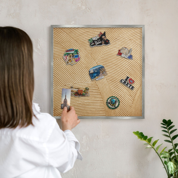 Lavagna magnetica decorativa da parete in colore argento Linee strutturali