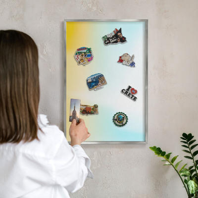 Lavagna magnetica decorativa da parete in colore argento Relax sui toni pastello