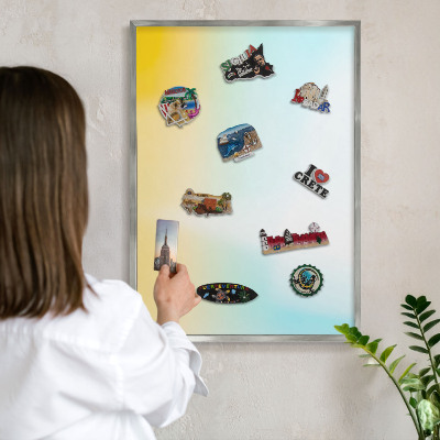 Lavagna magnetica decorativa da parete in colore argento Relax sui toni pastello