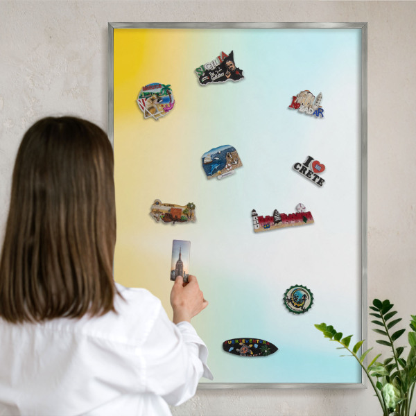Lavagna magnetica decorativa da parete in colore argento Relax sui toni pastello
