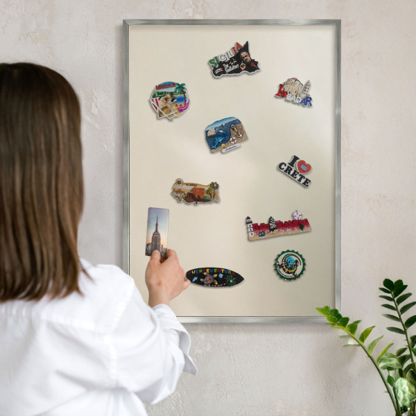 Lavagna magnetica decorativa da parete in colore argento Tono nebbia