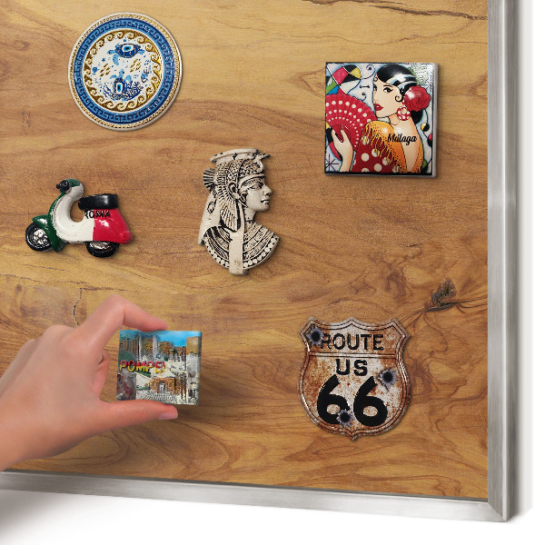 Lavagna magnetica decorativa da parete in colore argento Legno naturale
