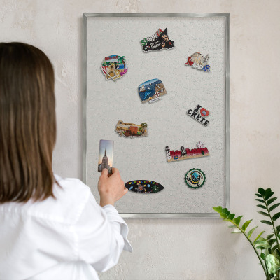 Lavagna magnetica decorativa da parete in colore argento Motivo vegetale