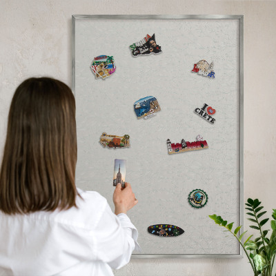 Lavagna magnetica decorativa da parete in colore argento Motivo vegetale