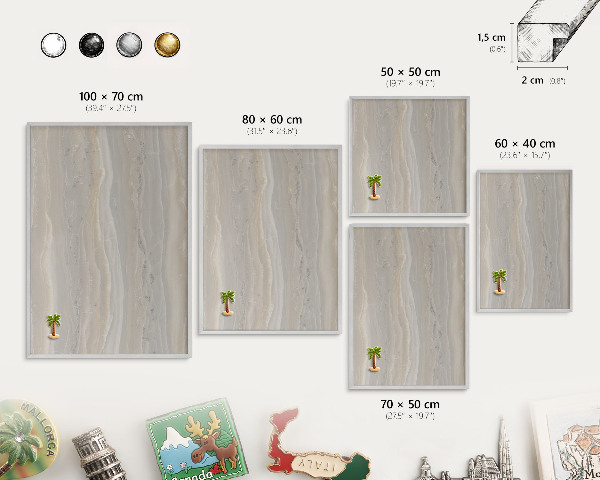 Lavagna per calamite con cornice d'argento Texture effetto marmo