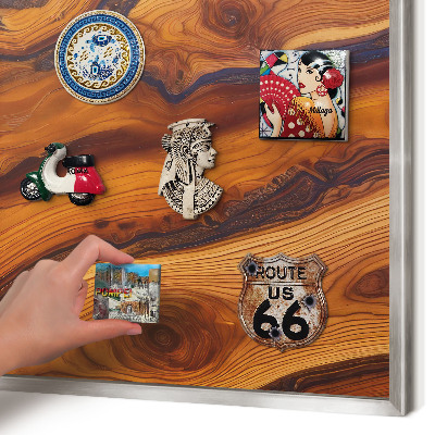 Lavagna magnetica decorativa da parete in colore argento Anelli di legno