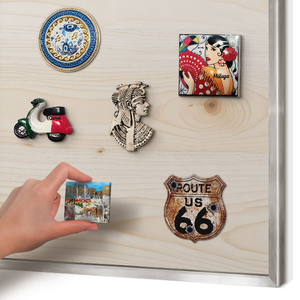 Lavagna magnetica decorativa da parete in colore argento Modello in legno